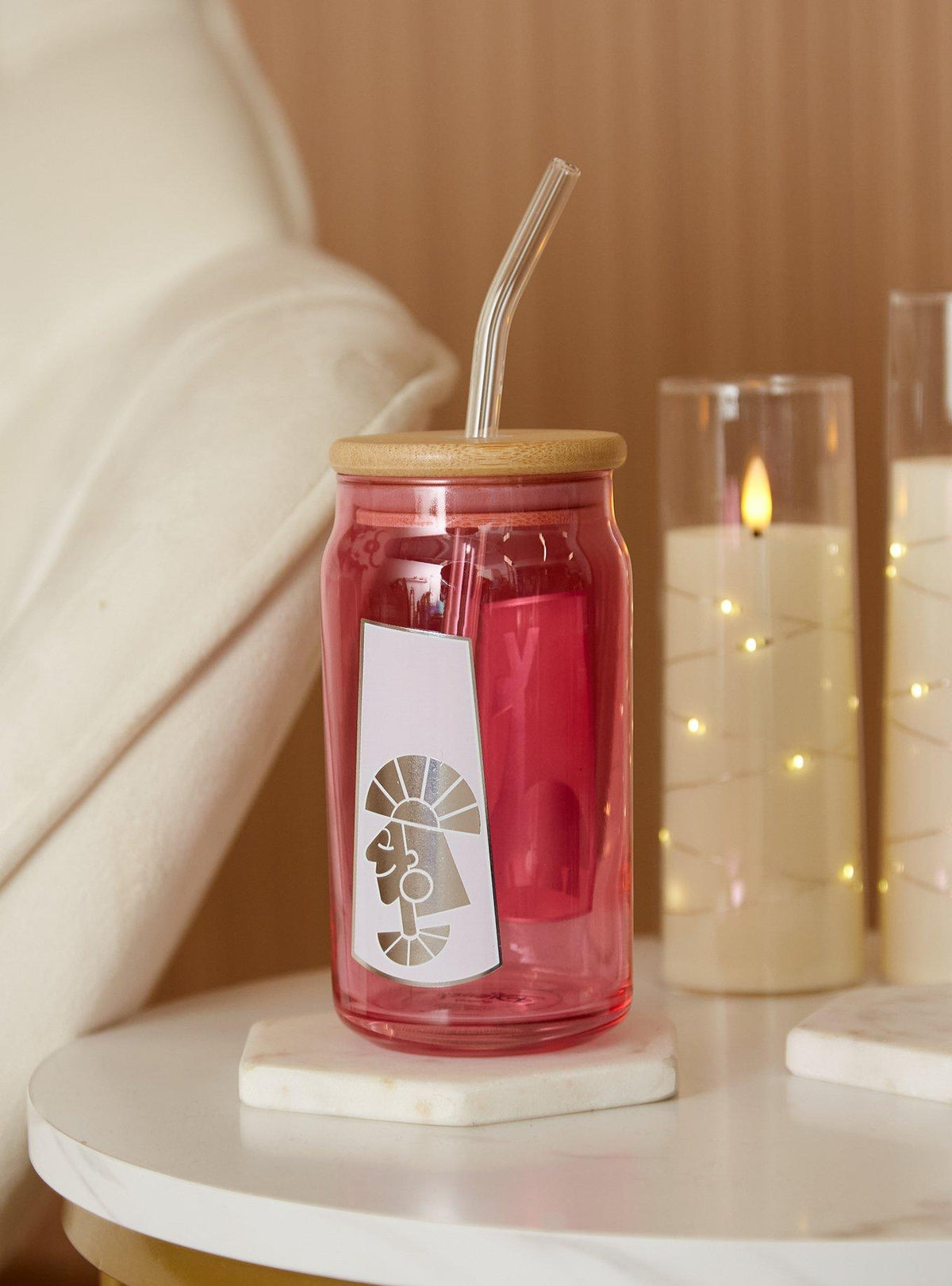 Vaso de vidrio de Kuzco con bombilla