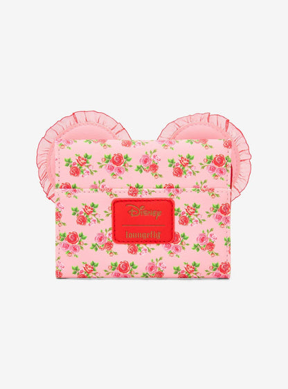 Billetera mini con solapa Minnie Mouse, rosas rosadas y rojas