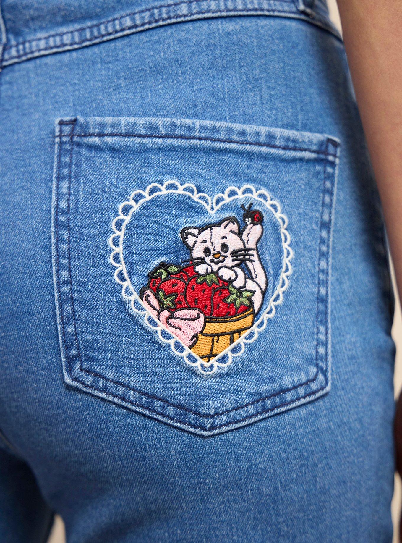 Jeans mom de tiro alto Strawberry Shortcake
