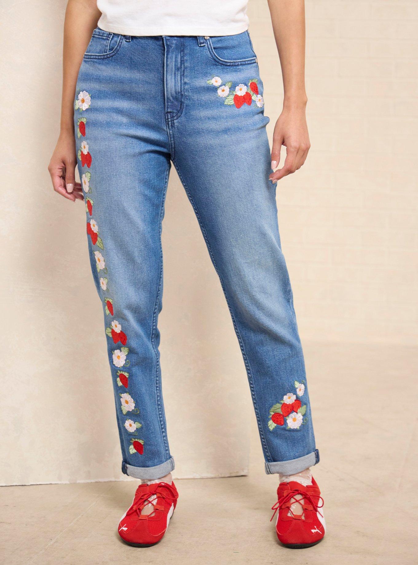 Jeans mom de tiro alto Strawberry Shortcake