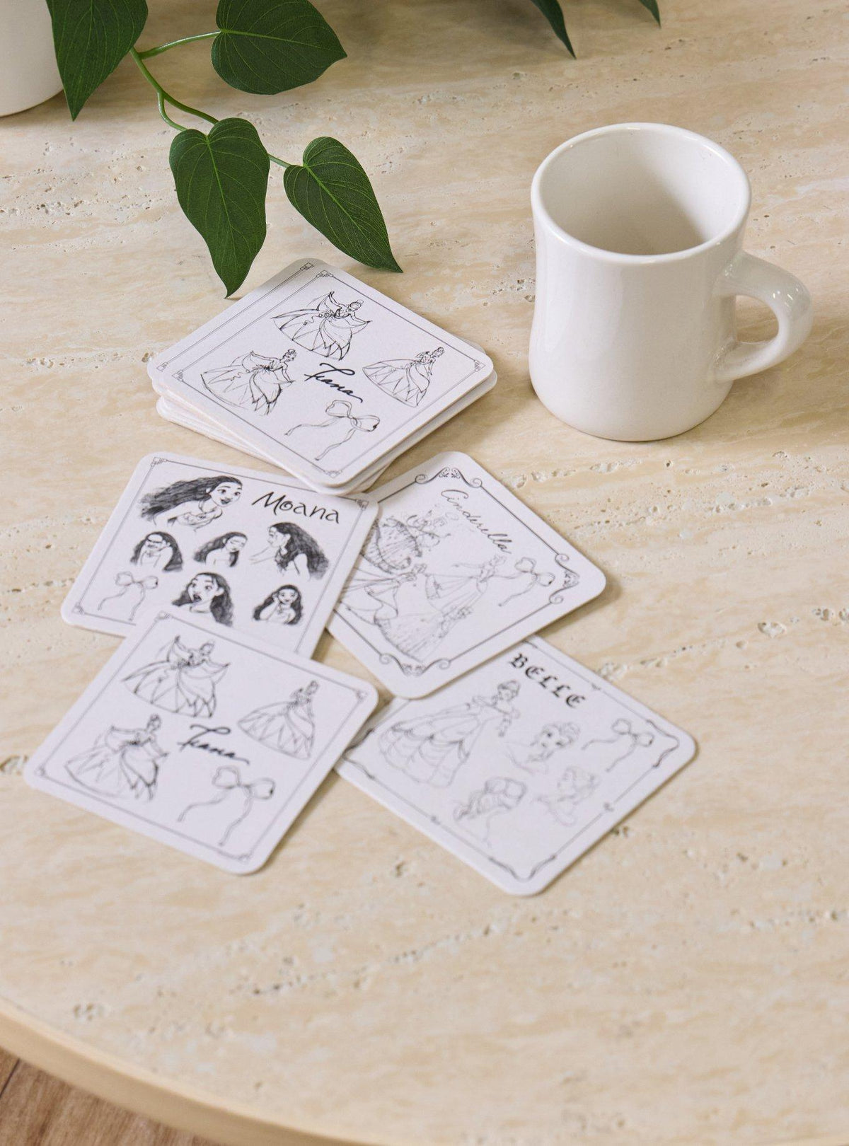 Set de posavasos Disney Princess Sketches
