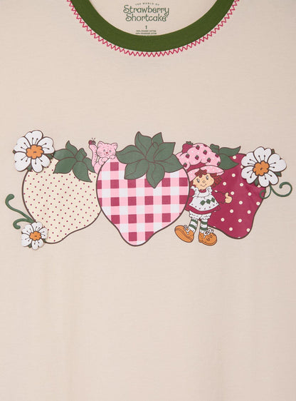 Polera ligeramente corta Strawberry Shortcake con frutillas
