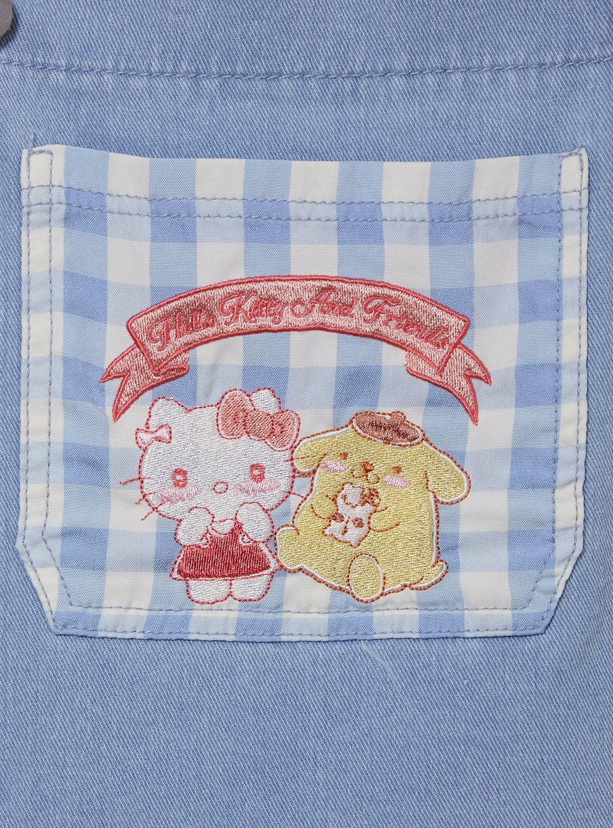 Jardinera vichy de mezclilla Hello Kitty and Friends