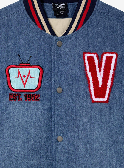 Chaqueta varsity de mezclilla vintage Hazbin Hotel Voxtek