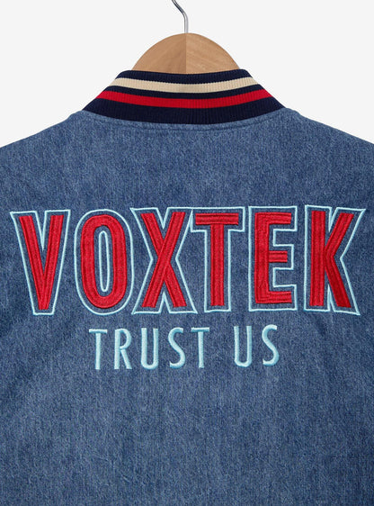 Chaqueta varsity de mezclilla vintage Hazbin Hotel Voxtek
