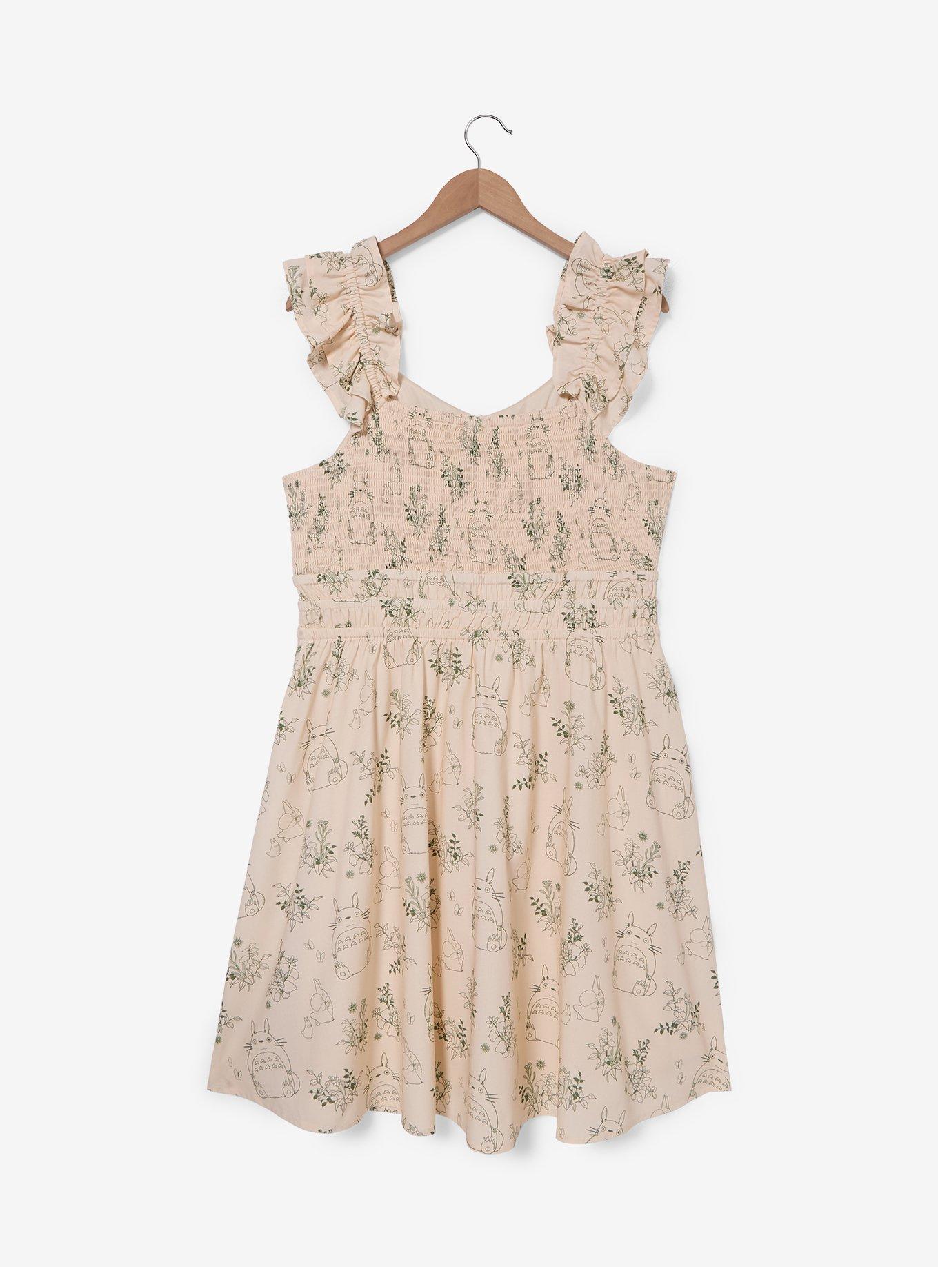 Vestido talla plus My Neighbor Totoro con estampado botánico