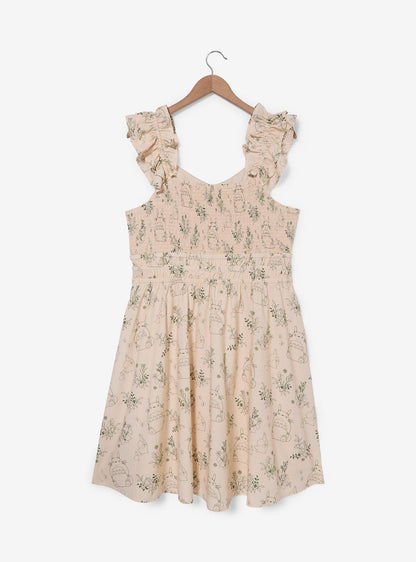 Vestido talla plus My Neighbor Totoro con estampado botánico