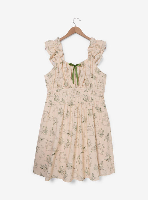 Vestido talla plus My Neighbor Totoro con estampado botánico