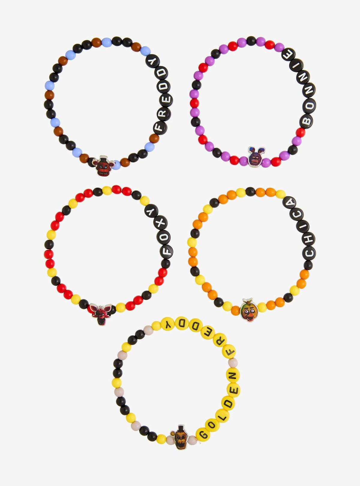 Set de 5 pulseras de cuentas Five Nights at Freddy's