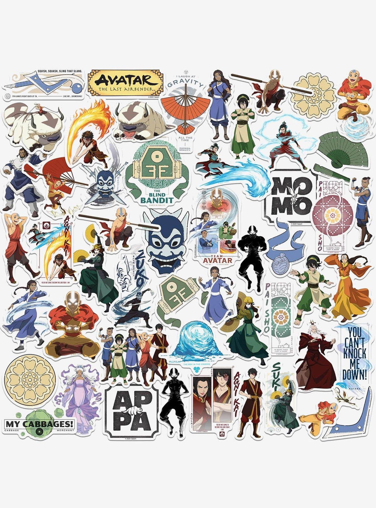 Pack de 50 stickers variados de Avatar: La leyenda de Aang