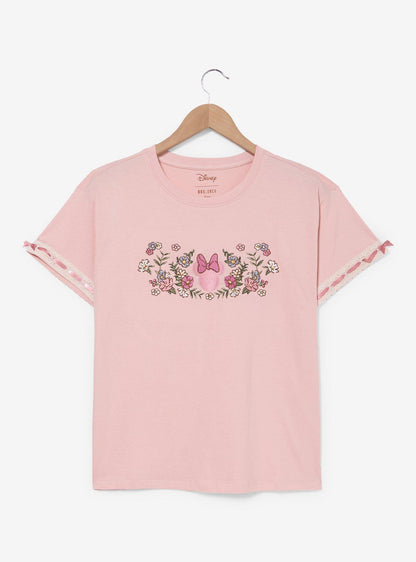 Polera de mujer Minnie Mouse con encaje floral