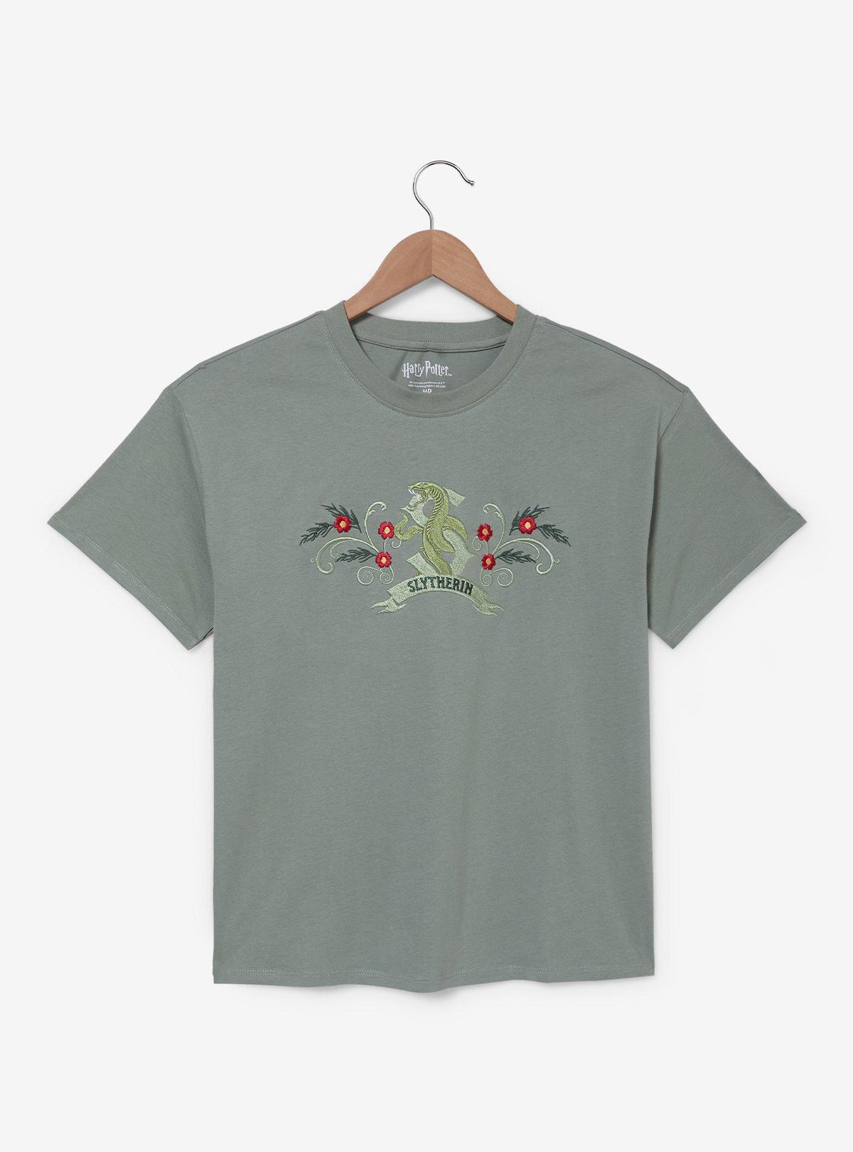 Polera bordada de flores de Slytherin