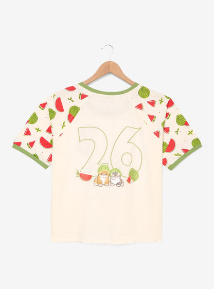 Polera ribeteada Mofusand Fruit Cats para mujer