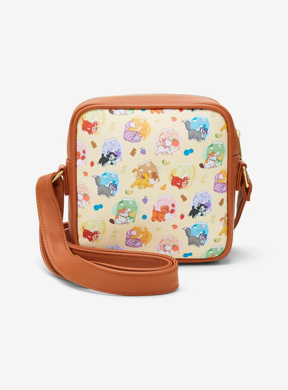 Cartera cruzada Disney Cats con diseño de cajas de leche