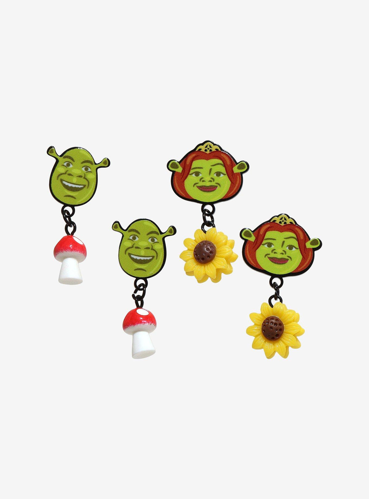 Set de aros colgantes Shrek y Fiona