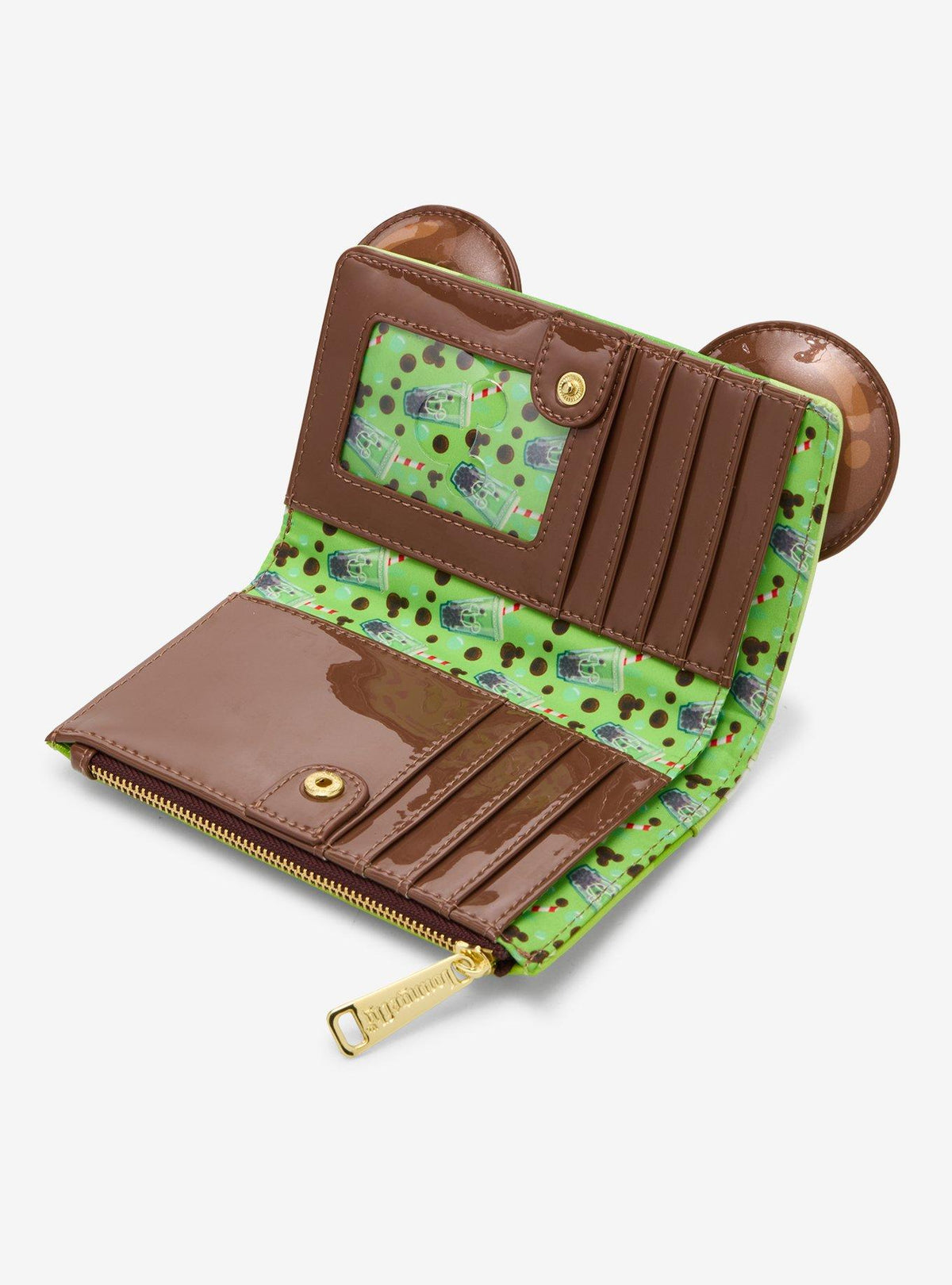 Billetera Loungefly de Mickey Mouse con diseño de té verde y boba