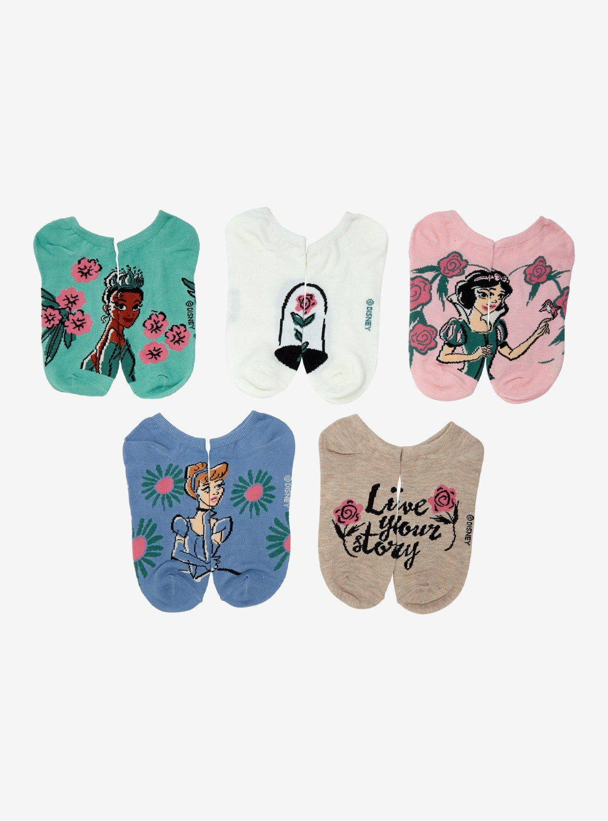 Set de 5 pares de calcetines tobilleros Princesas Disney