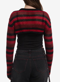 Bolero tejido de rayas negras y rojas para niñas