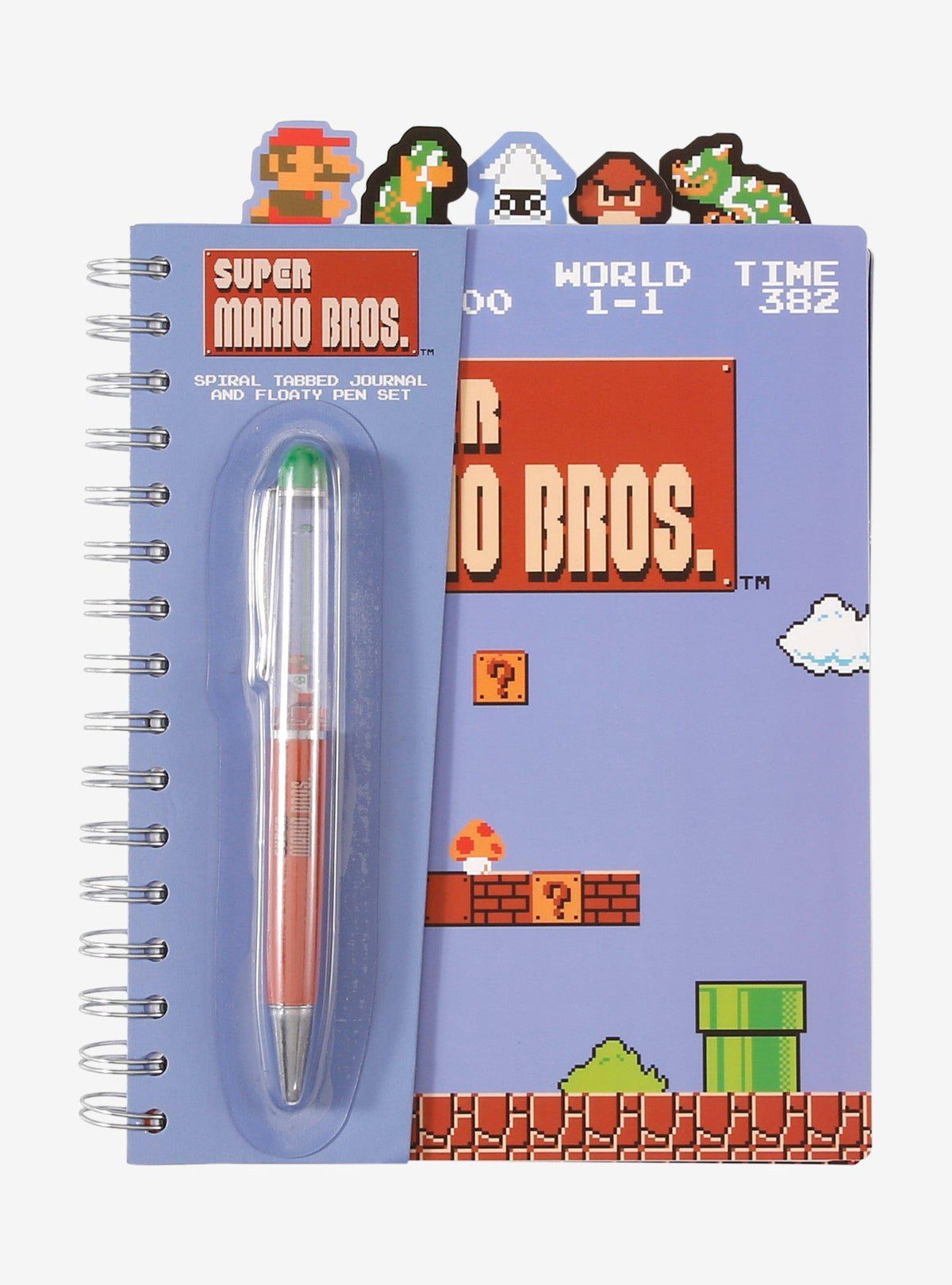 Set de cuaderno con pestañas y lápiz de Super Mario Bros.