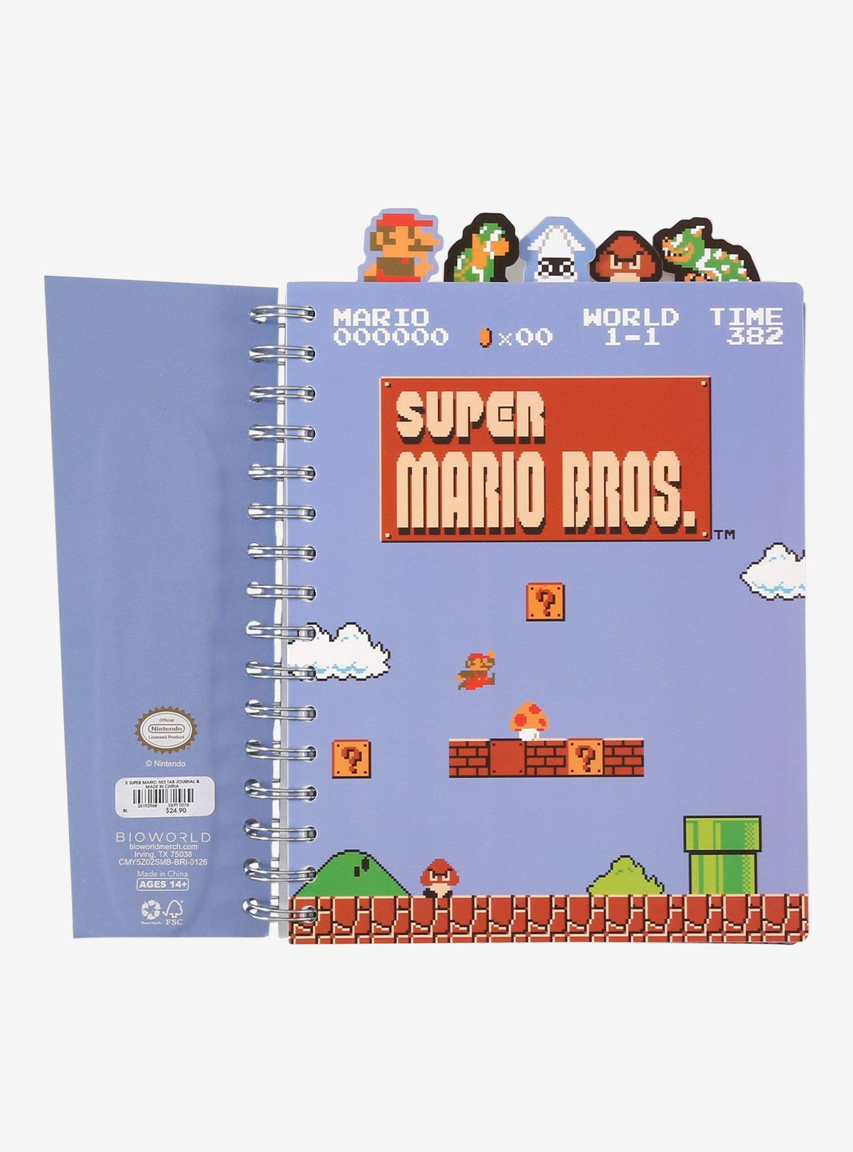 Set de cuaderno con pestañas y lápiz de Super Mario Bros.