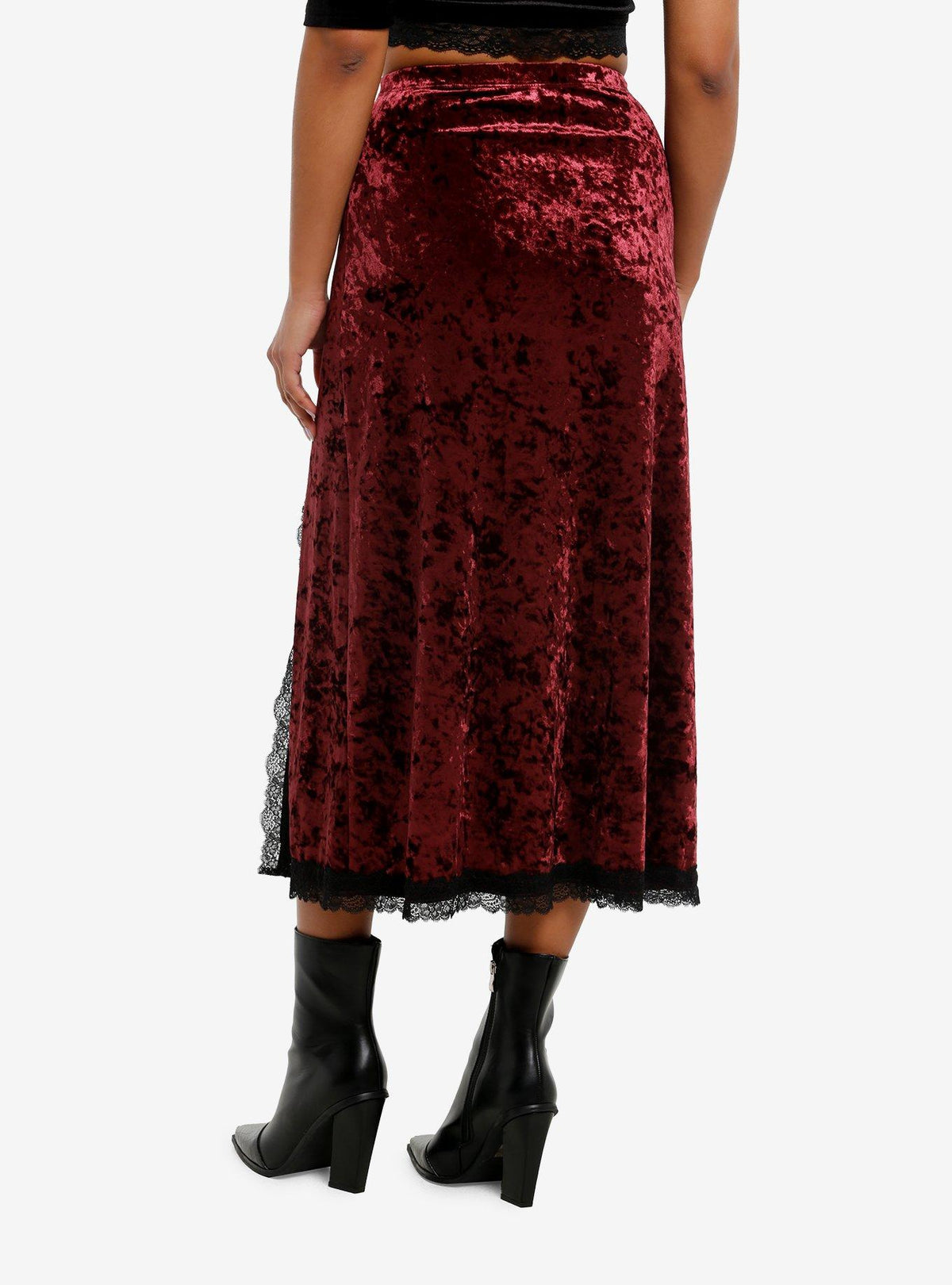 Falda midi de terciopelo burdeo Cosmic Aura