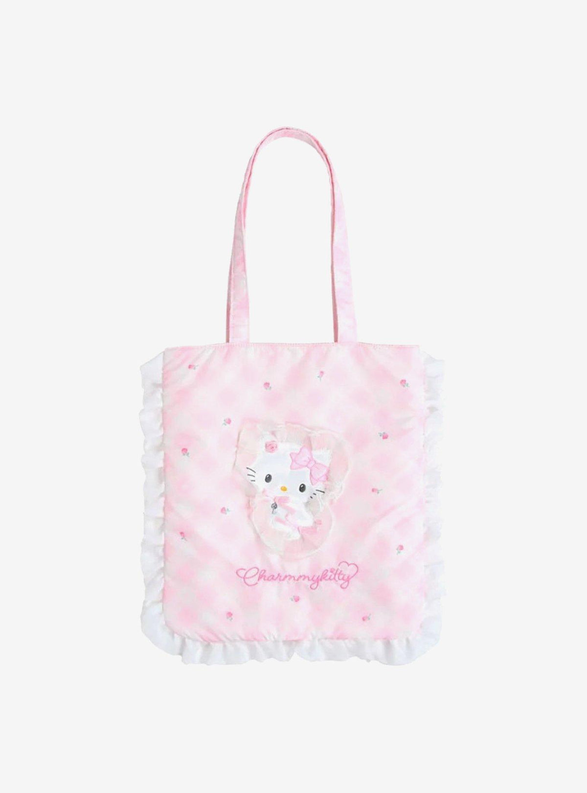 Bolso tote de Charmmy Kitty con cuadros rosados