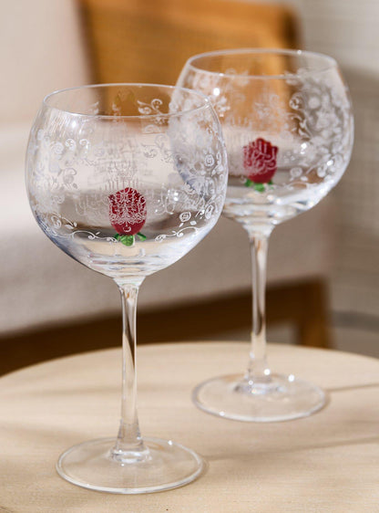 Set de copas de vino Roses de Beauty and the Beast