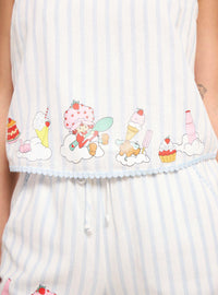 Polera corta a rayas de lino Strawberry Shortcake