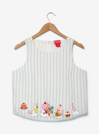 Polera corta de lino a rayas Strawberry Shortcake