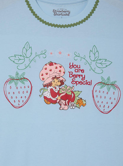 Polera de mujer Strawberry Shortcake con bordado de frutillas