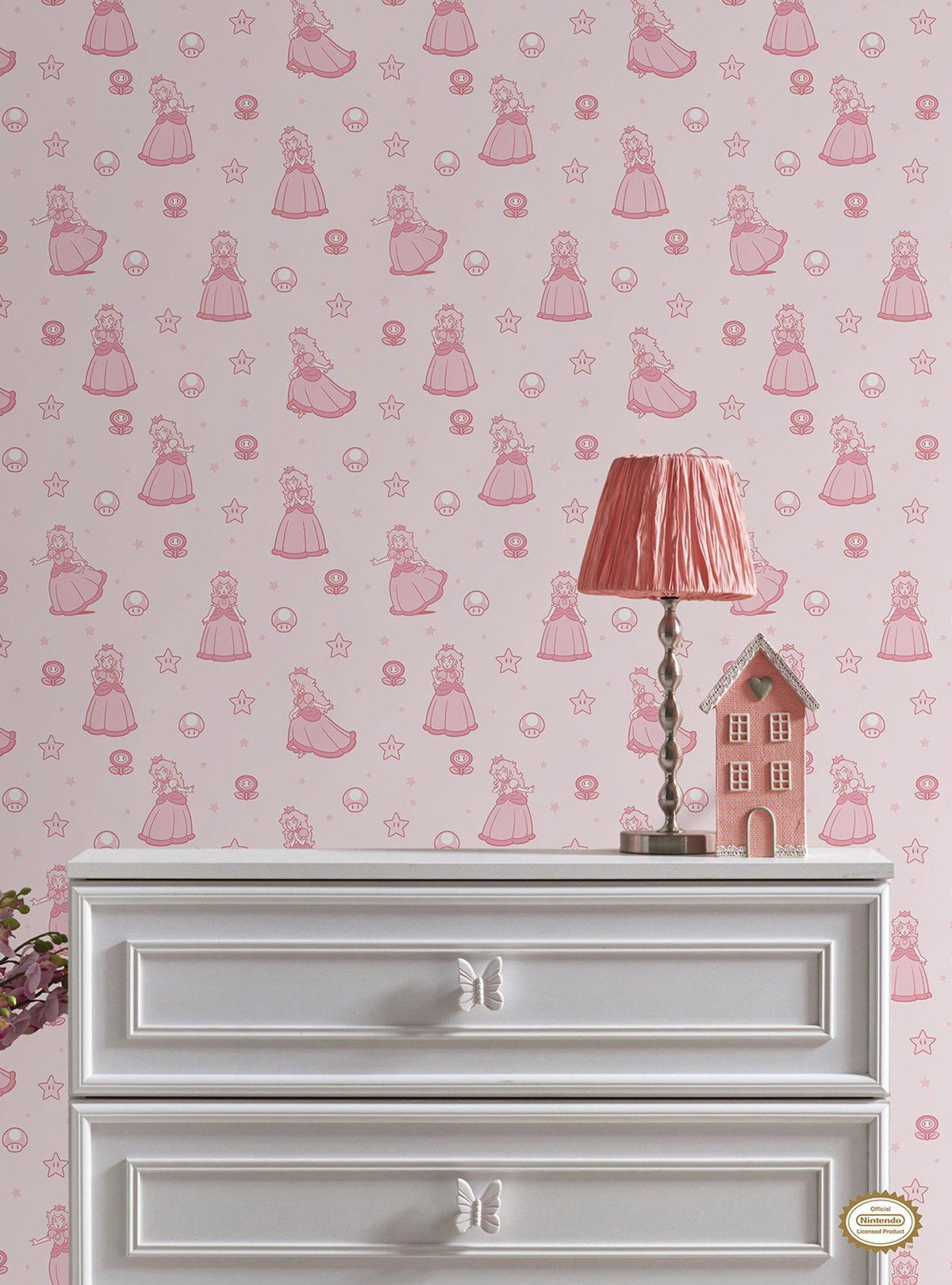Papel mural autoadhesivo rosado de Princess Peach