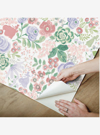 Papel mural autoadhesivo Disney Princesses floral morado