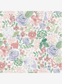 Papel mural autoadhesivo Disney Princesses floral morado