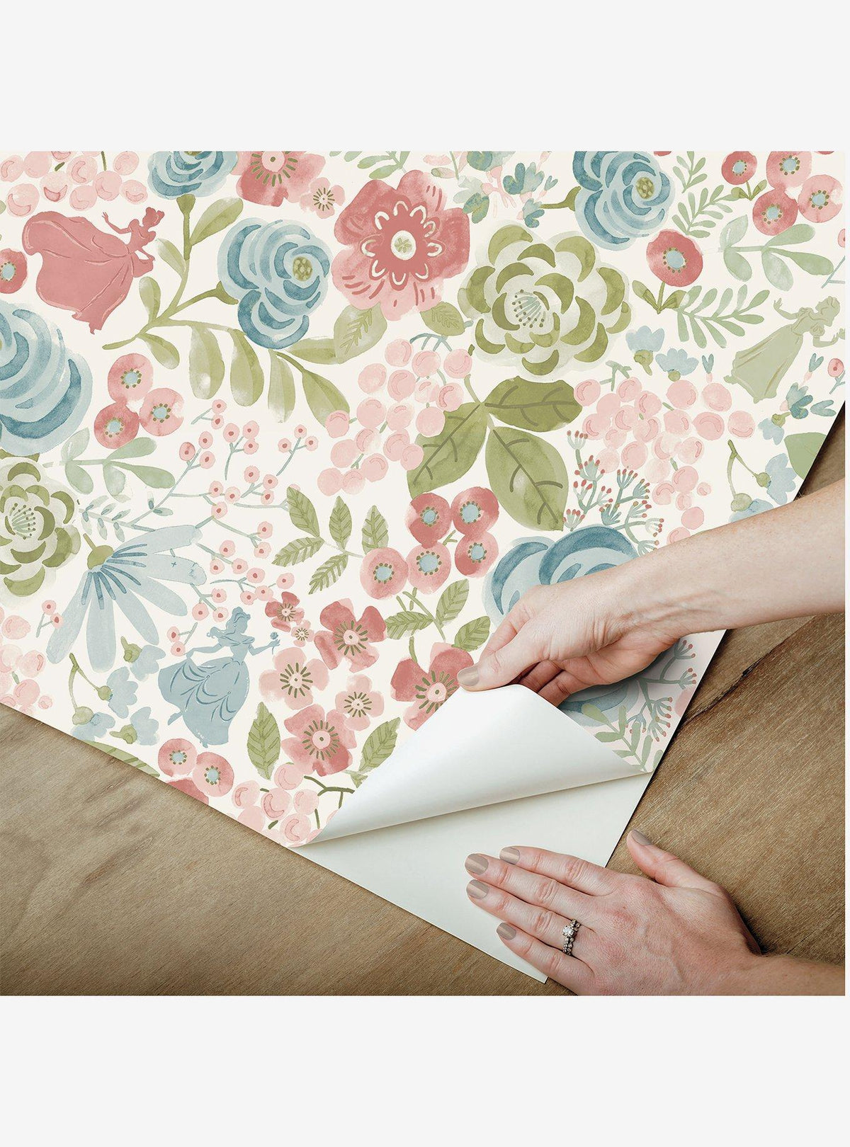 Papel mural autoadhesivo floral Princesas Disney