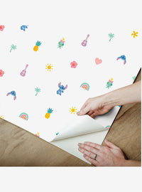 Papel mural adhesivo Stitch Aloha azul y rosado