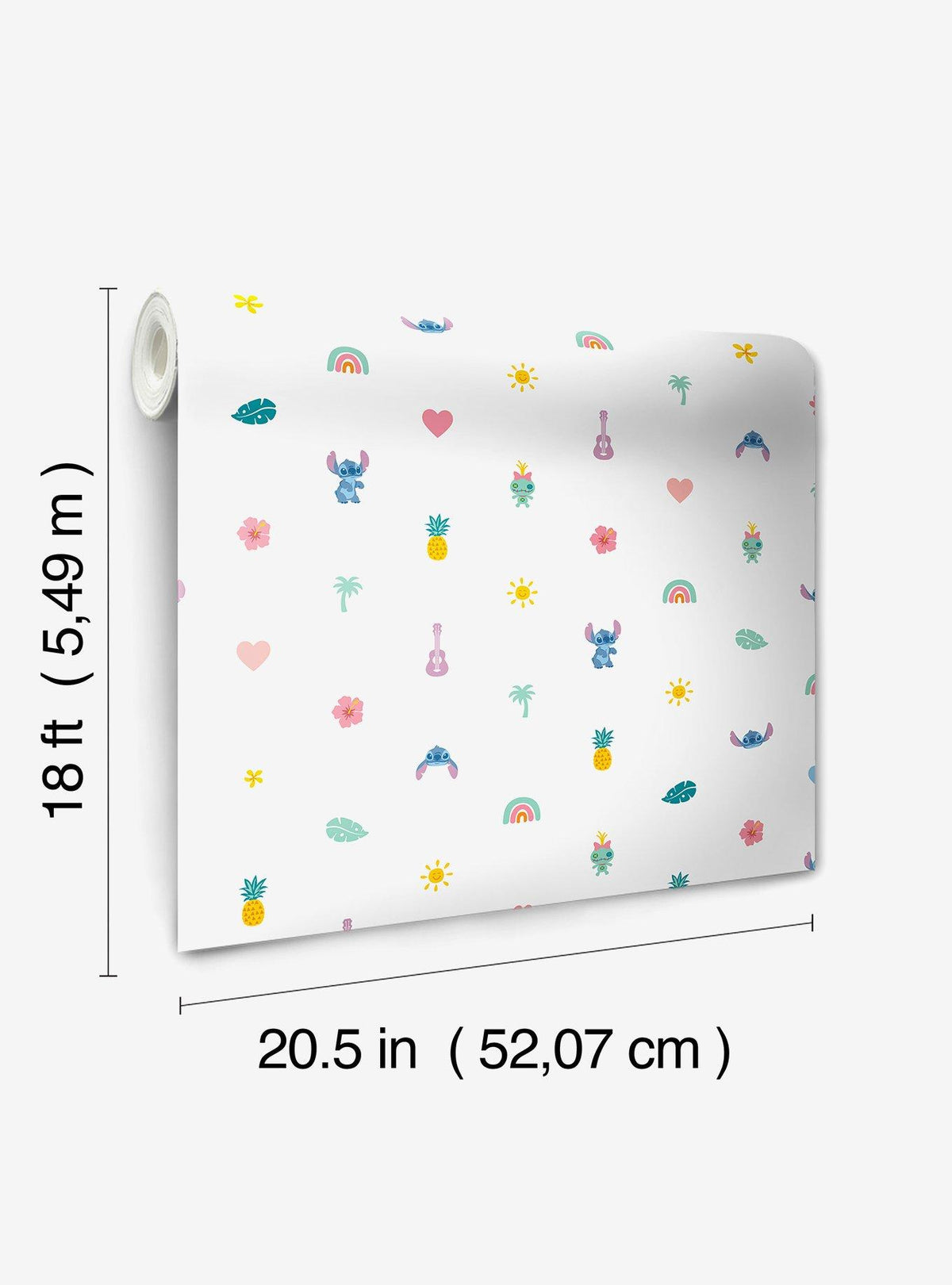 Papel mural adhesivo Stitch Aloha azul y rosado