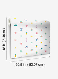 Papel mural adhesivo Stitch Aloha azul y rosado