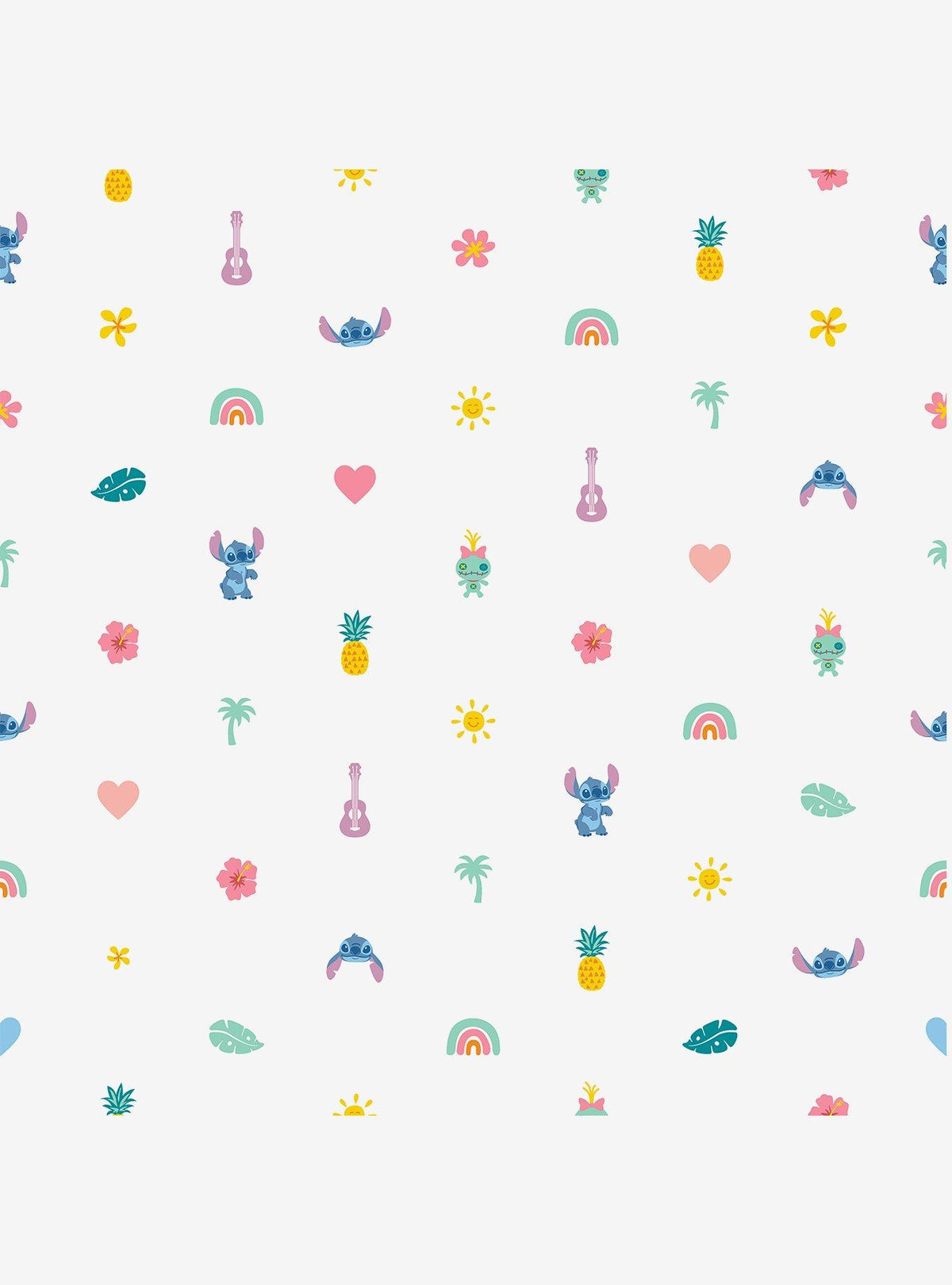 Papel mural adhesivo Stitch Aloha azul y rosado