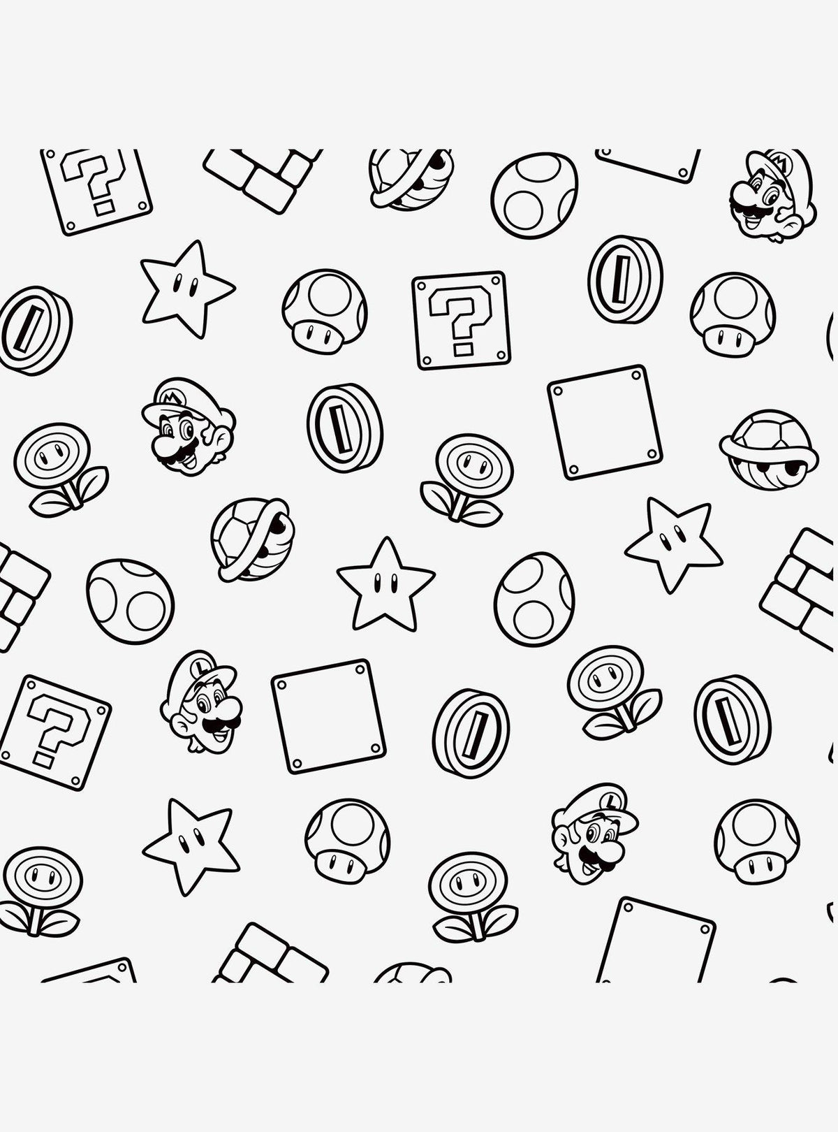 Papel mural autoadhesivo Super Mario en blanco y negro