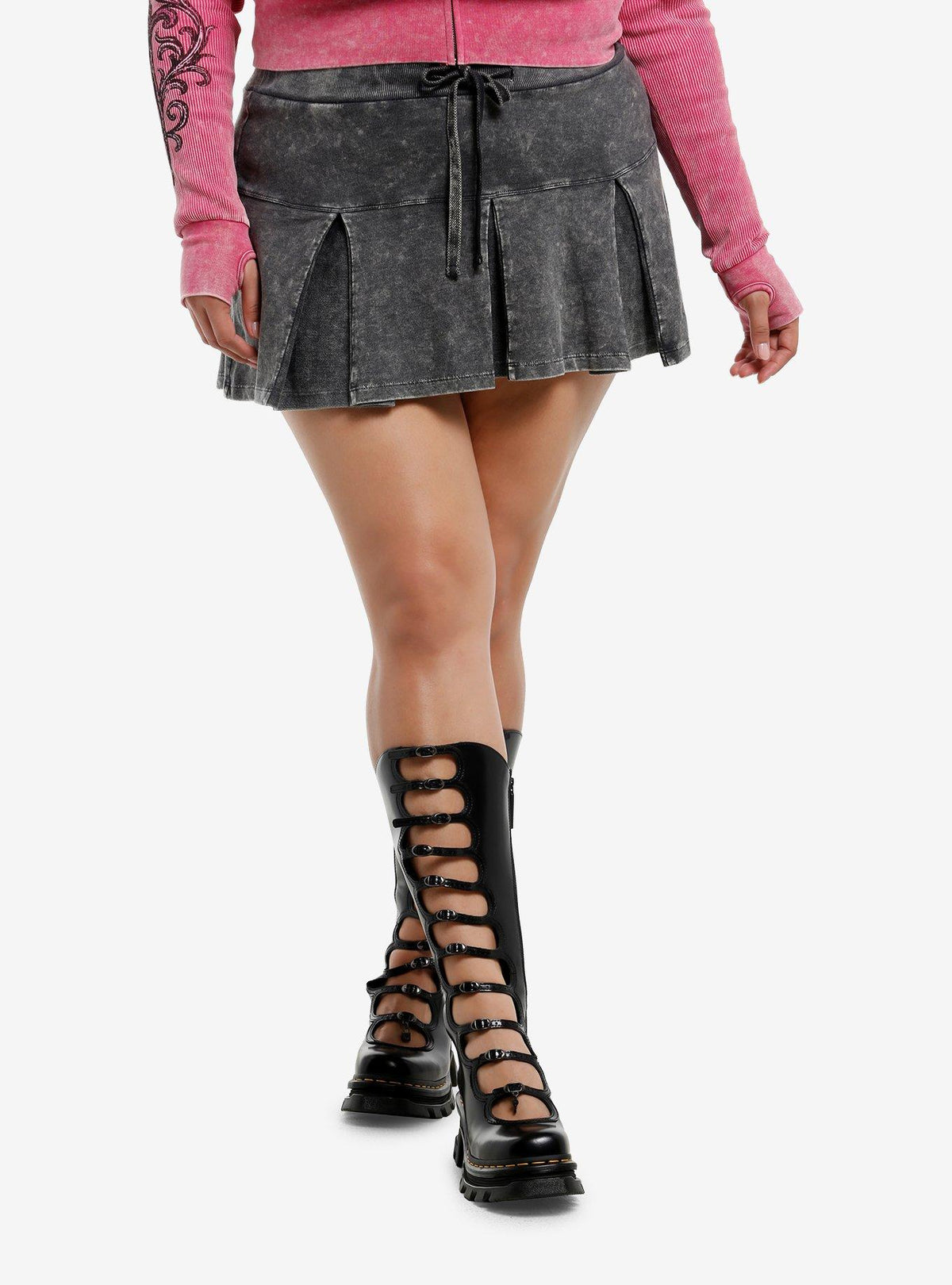 Minifalda de punto gris lavado talla grande