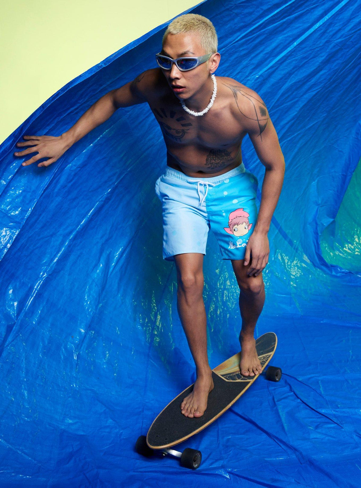 Traje de baño Ponyo con paneles azules