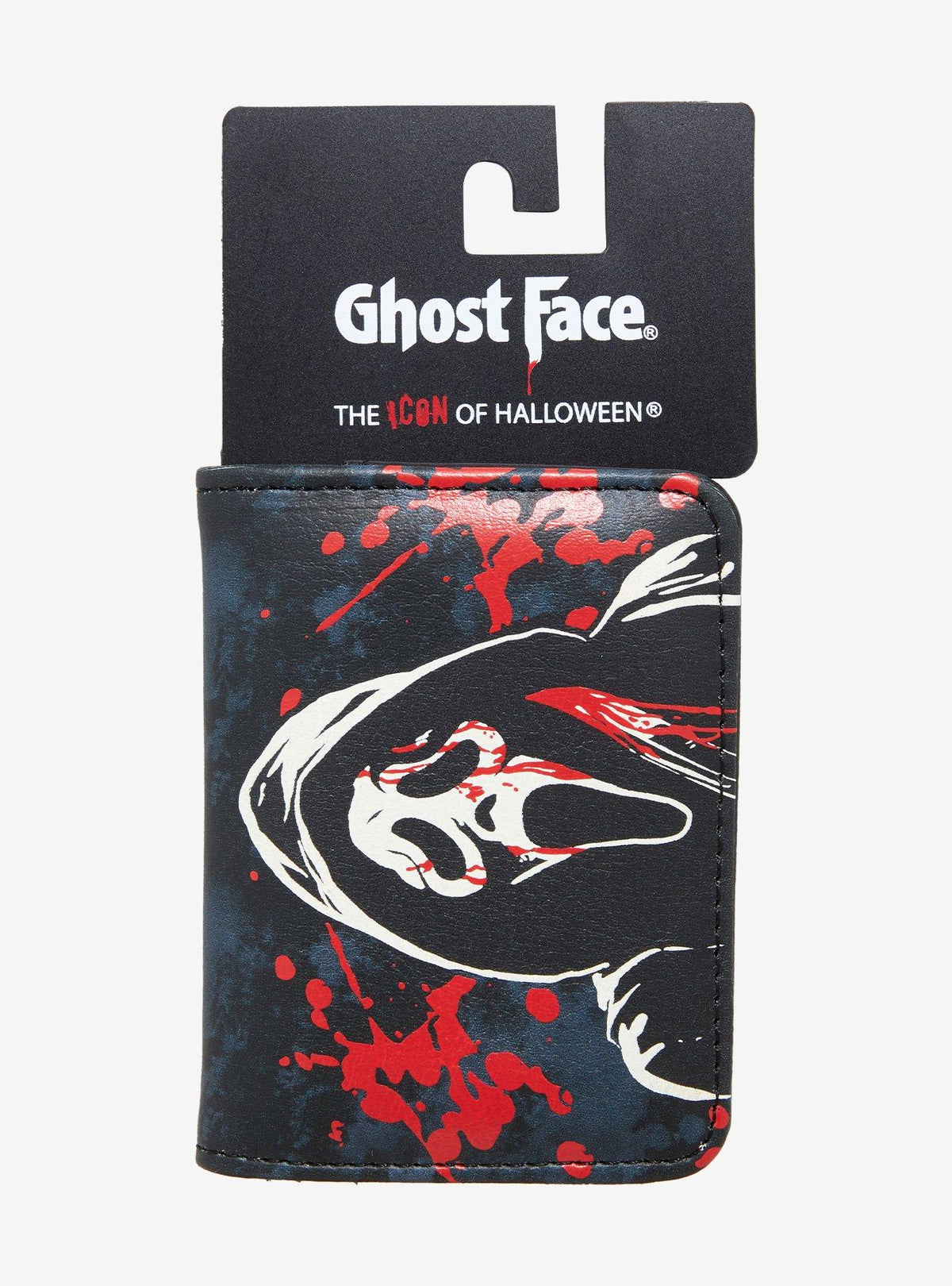 Tarjetero de Ghost Face con salpicaduras de sangre