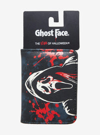 Tarjetero de Ghost Face con salpicaduras de sangre