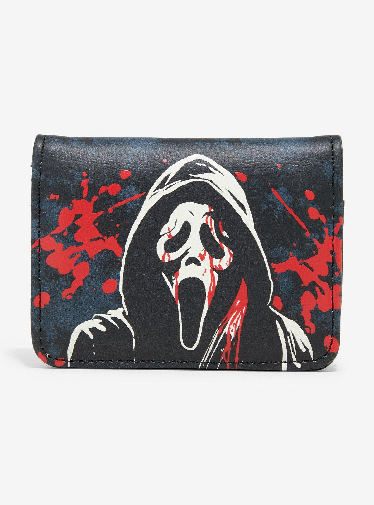 Tarjetero de Ghost Face con salpicaduras de sangre