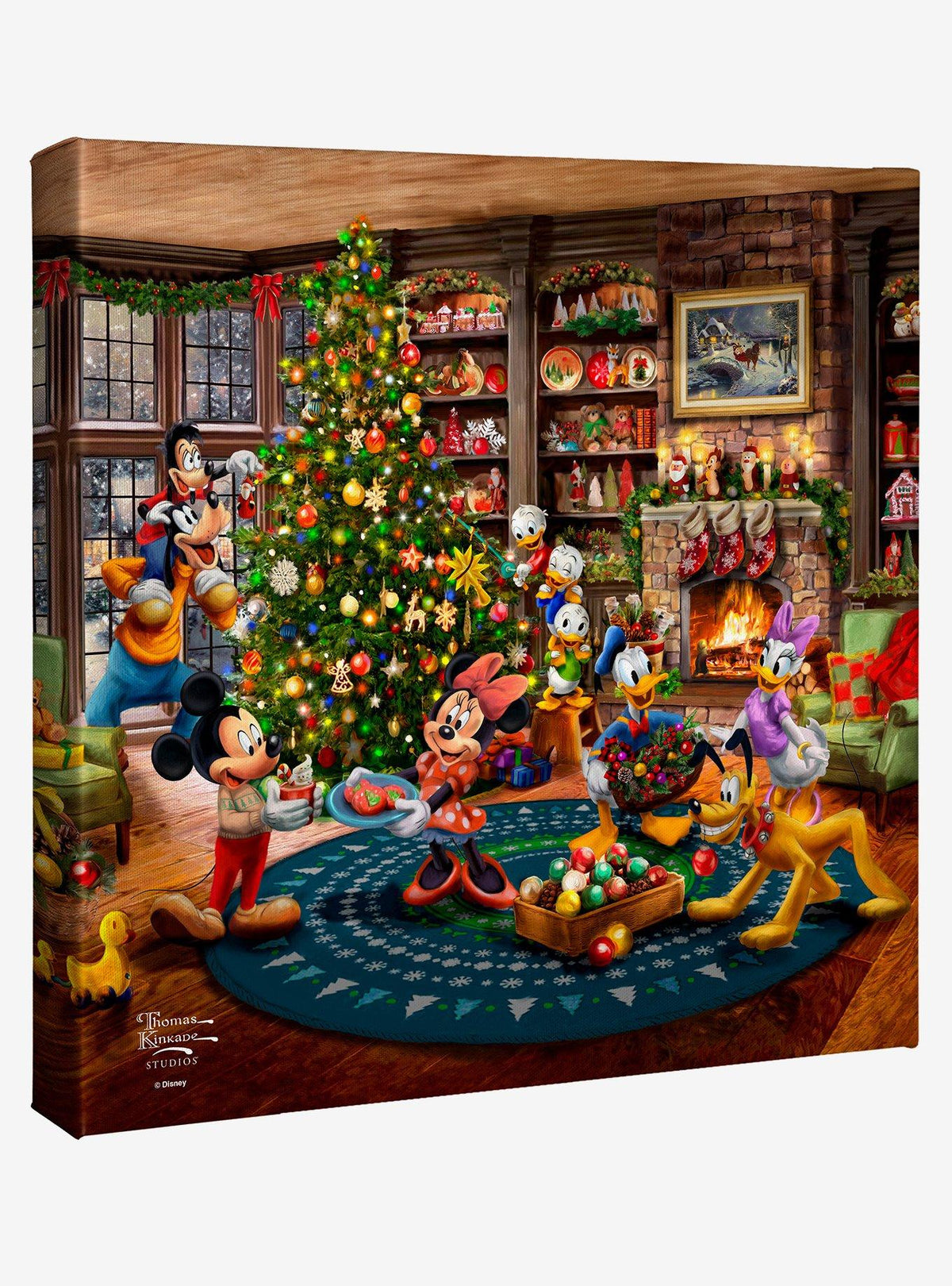 Cuadro en lienzo Disney: Mickey y Minnie decoran el árbol