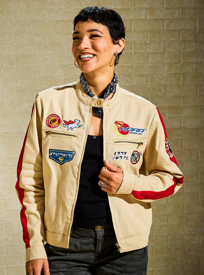 Chaqueta moto de talla grande de Supergirl