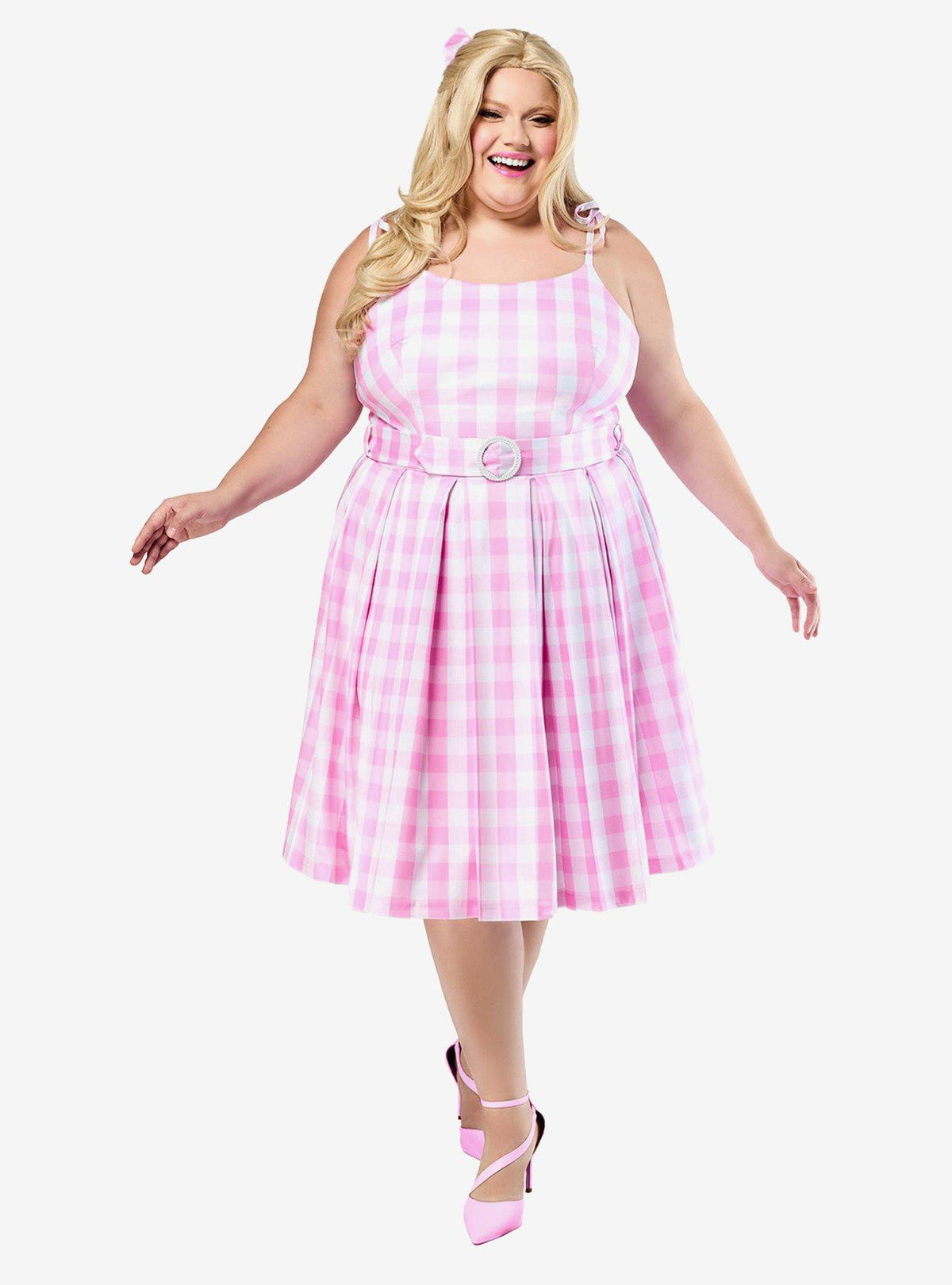 Vestido Barbie Perfect Day rosado cuadrillé, talla plus