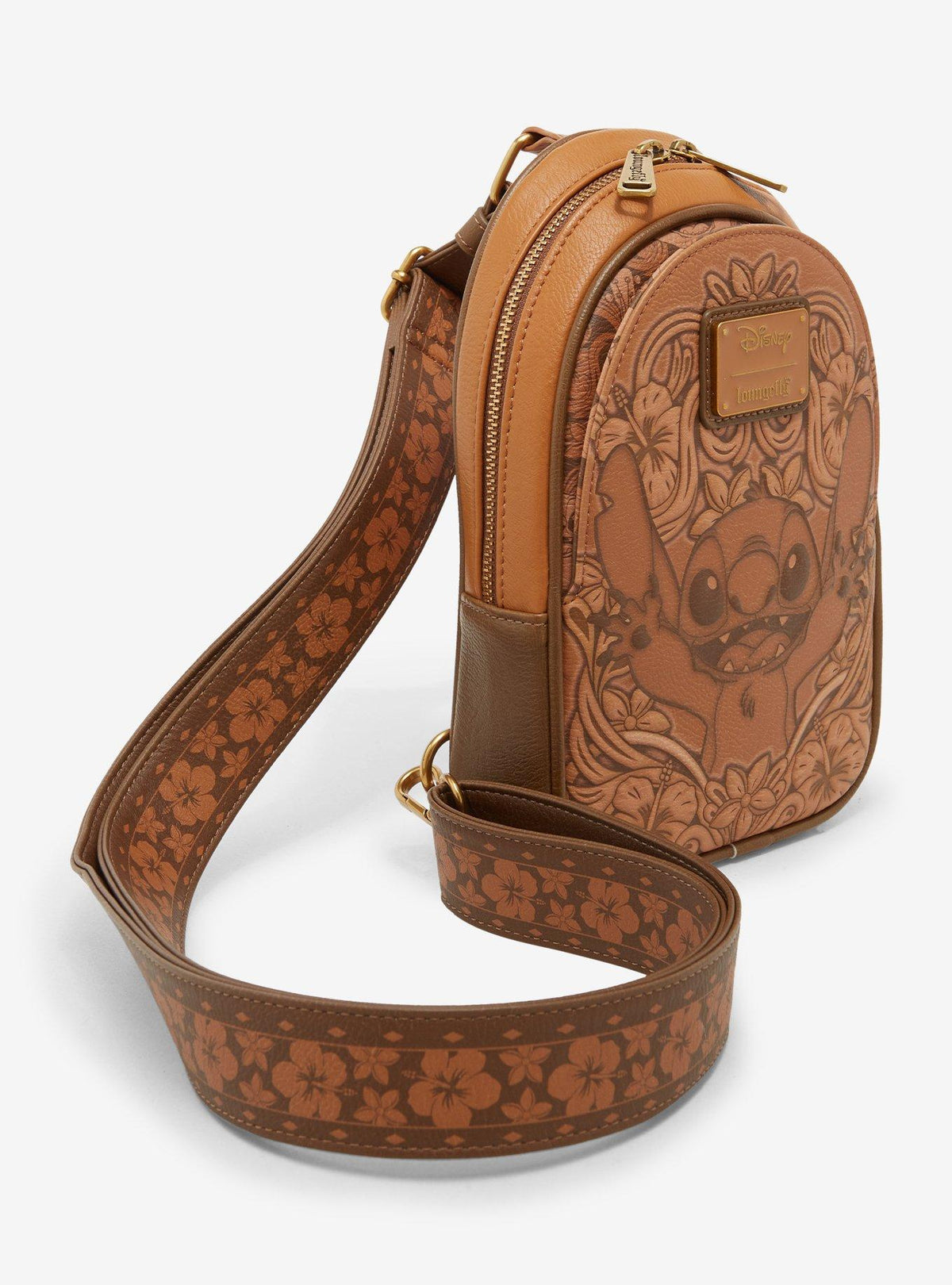 Cartera cruzada de Stitch entre flores