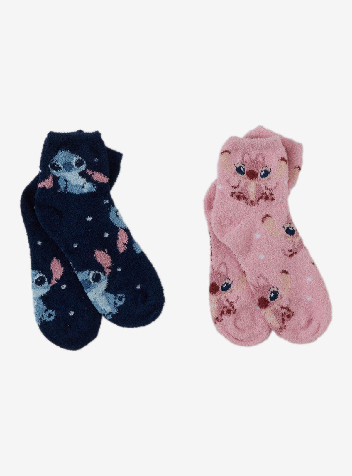Calcetines acogedores Stitch y Angel con lunares, 2 pares