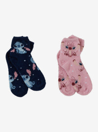 Calcetines acogedores Stitch y Angel con lunares, 2 pares